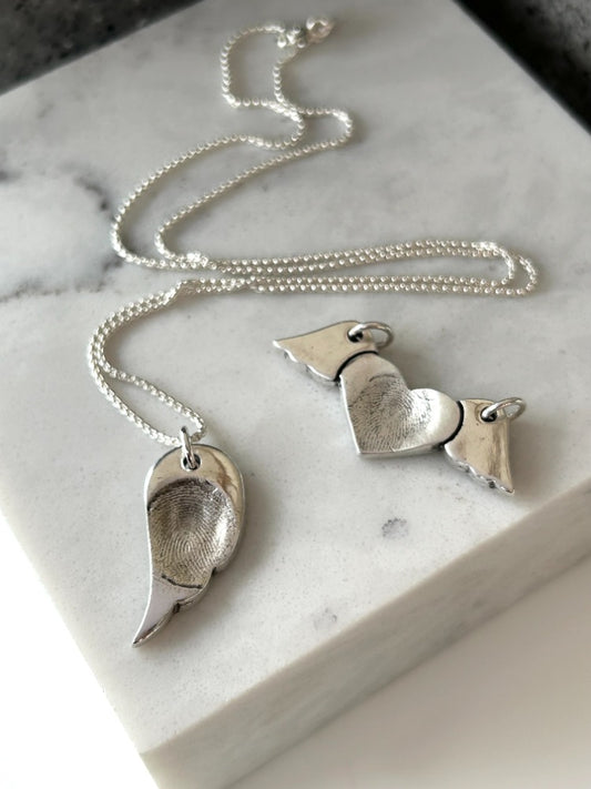 Silver Fingerprint Angel Necklace