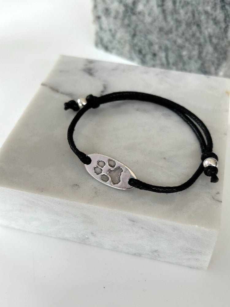 Silver Pawprint Friendship Bracelet
