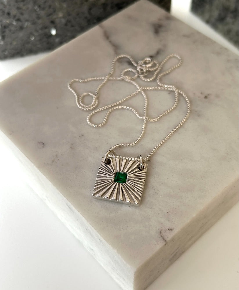 Silver Starburst Gem Necklace