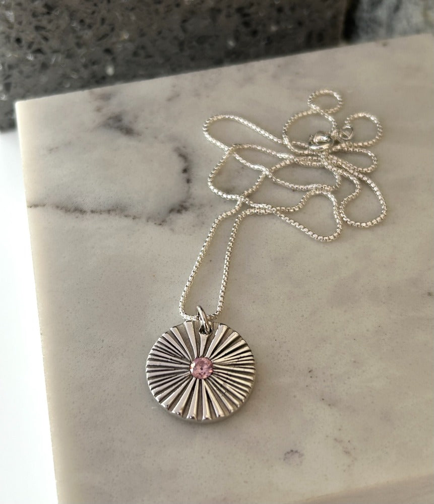 Silver Starburst Gem Necklace