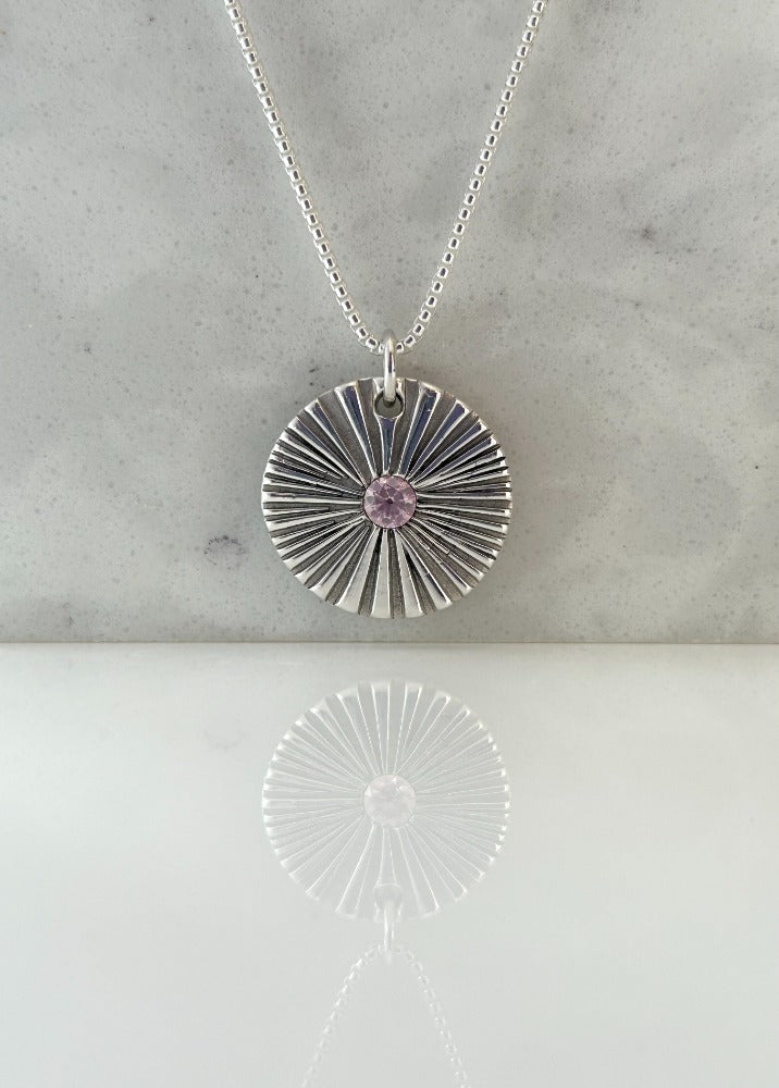 Silver Starburst Gem Necklace