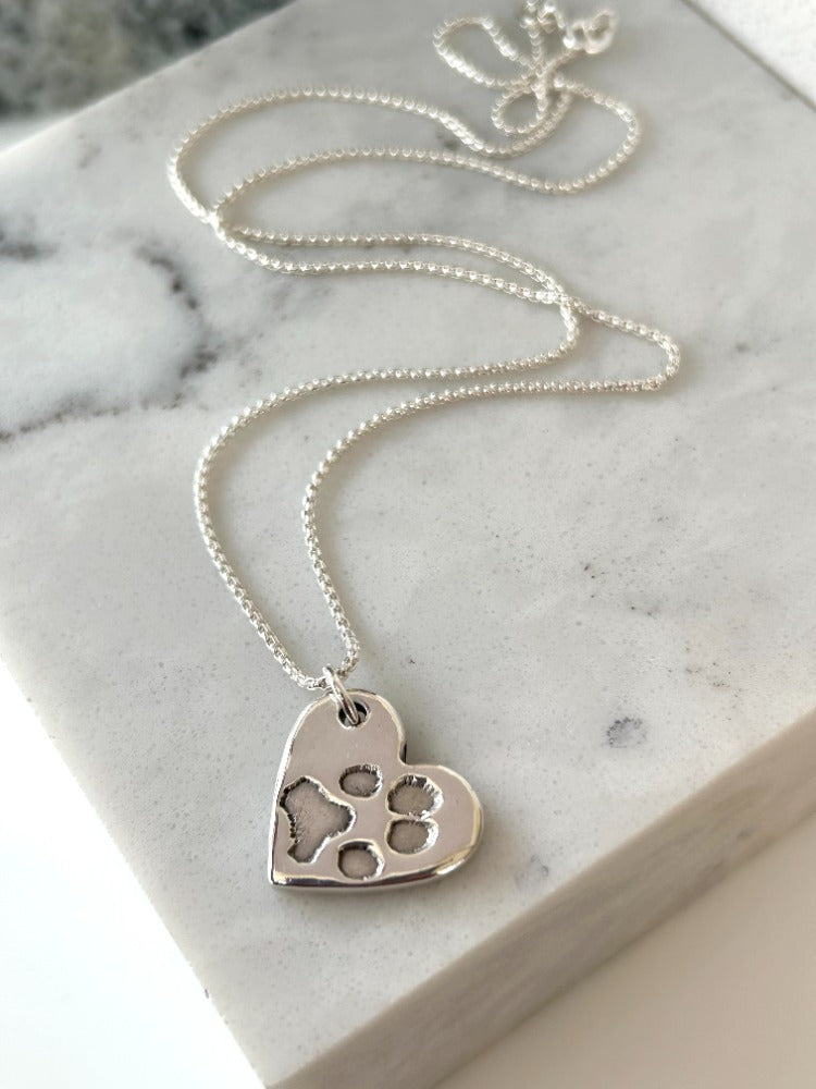Silver Paw Print Necklace