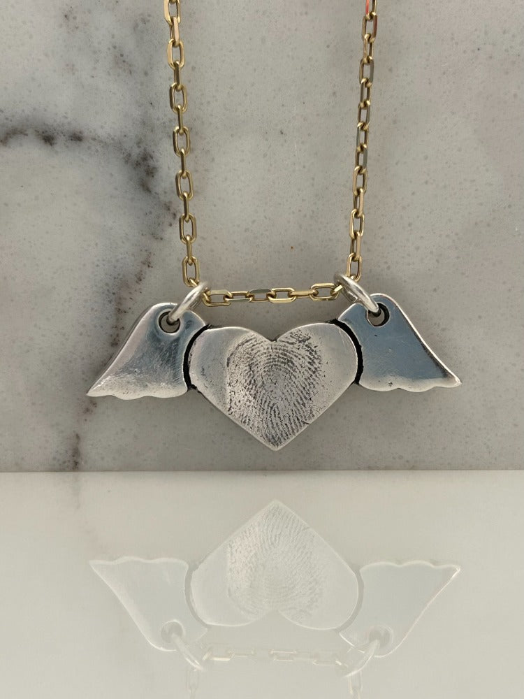 Silver Fingerprint Angel Necklace