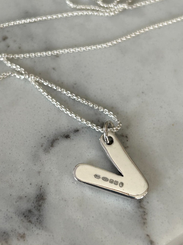 Silver Initial Textured Necklace-ZIGZAG