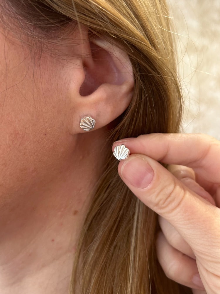 Silver Starburst Hexagon studs