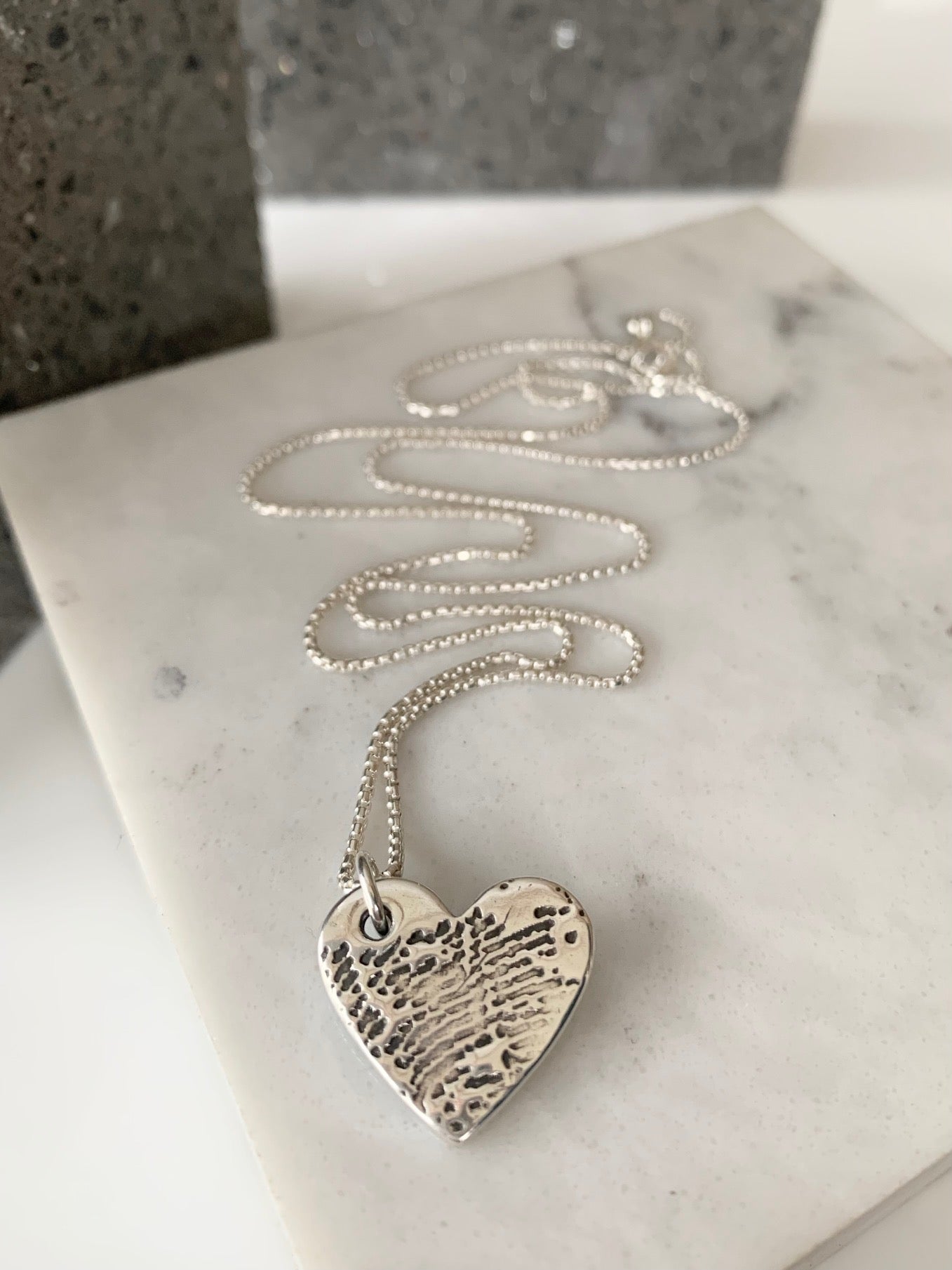 Silver Enlarged Fingerprint Necklace
