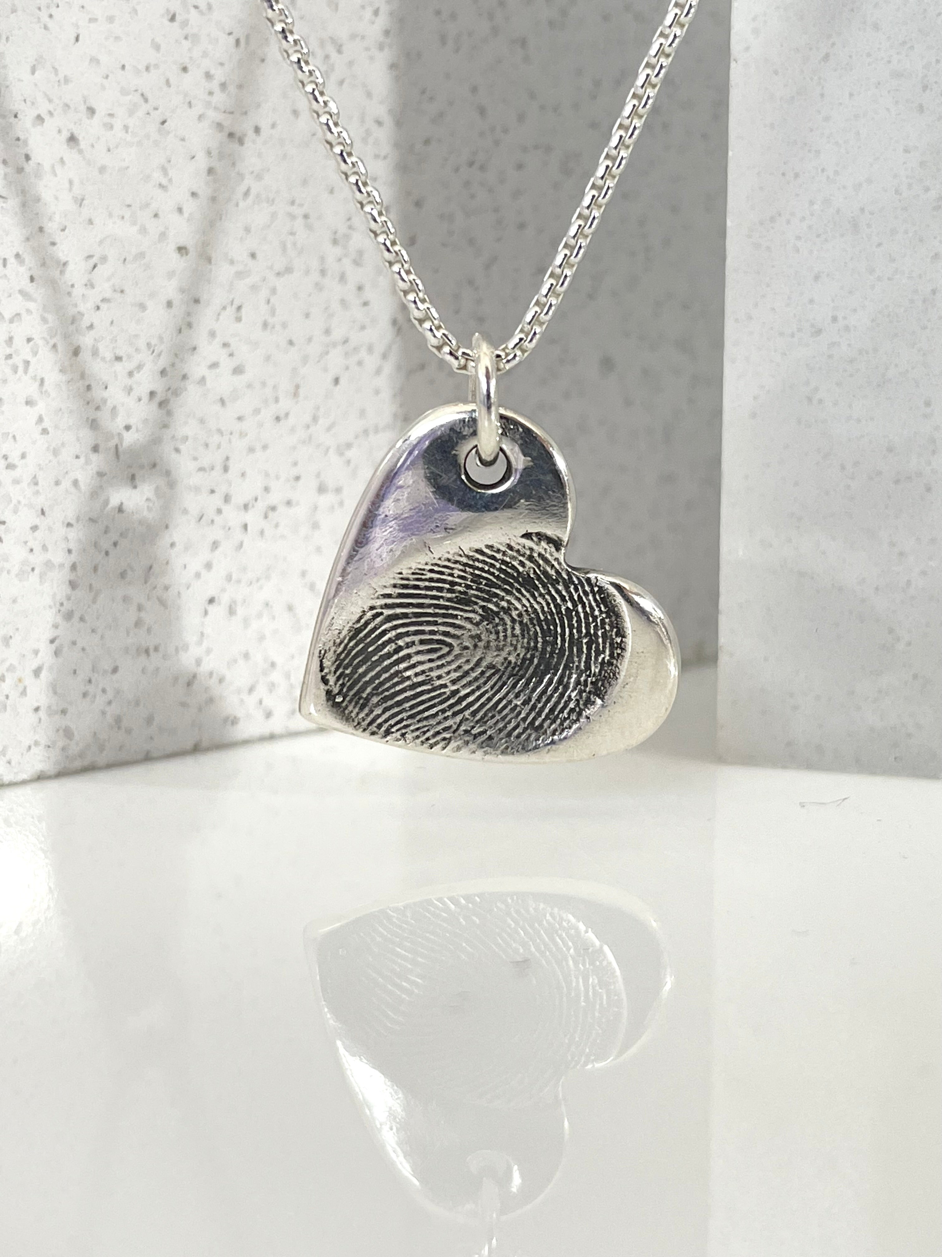 Bespoke Silver 13mm Fingerprint Necklace | Jewellerybox.co.uk